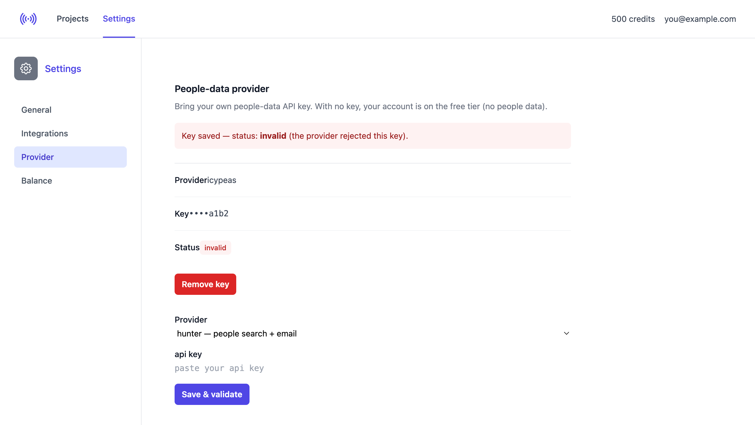 Key rejected, invalid status